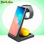 Load image into Gallery viewer, ⚡ 3-in-1 Universal Wireless iPhone &amp; Samsung Galaxy Charging Stations - Black Moon Electronics
