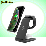 Load image into Gallery viewer, ⚡ 3-in-1 Universal Wireless iPhone &amp; Samsung Galaxy Charging Stations - Black Moon Electronics
