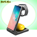 Load image into Gallery viewer, ⚡ 3-in-1 Universal Wireless iPhone &amp; Samsung Galaxy Charging Stations - Black Moon Electronics
