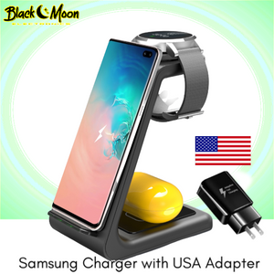 ⚡ 3-in-1 Universal Wireless iPhone & Samsung Galaxy Charging Stations - Black Moon Electronics